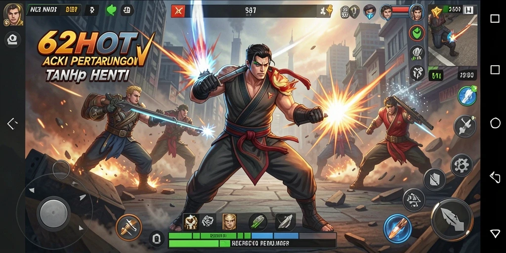 Tangkapan layar dari gameplay menarik 62HOT dalam pertarungan.