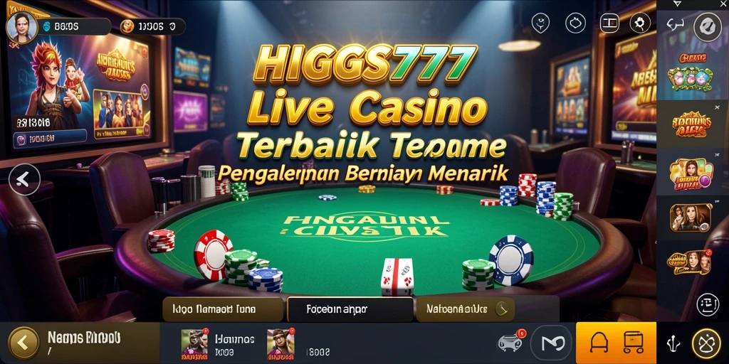 Tampilan utama gameplay HIGGS777 dengan dealer langsung dan suasana yang mendebarkan.