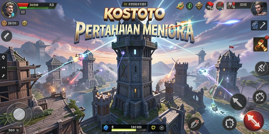 Tampilan menarik dari gameplay KOSTOTO dalam mode Tower Defense.