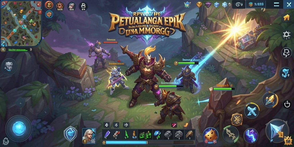 Screenshot RPVIP7 menampilkan aksi seru dalam combat MMORPG.