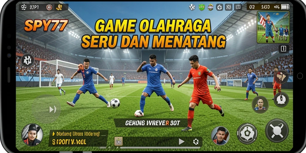 Screenshot gameplay SPY77 dengan aksi olahraga yang mendebarkan.