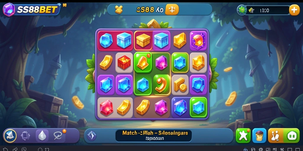 Tampilan gameplay SS88BET yang seru dan penuh warna dalam Match-3.