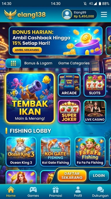 Tampilan halaman utama elang138 dengan berbagai aplikasi.